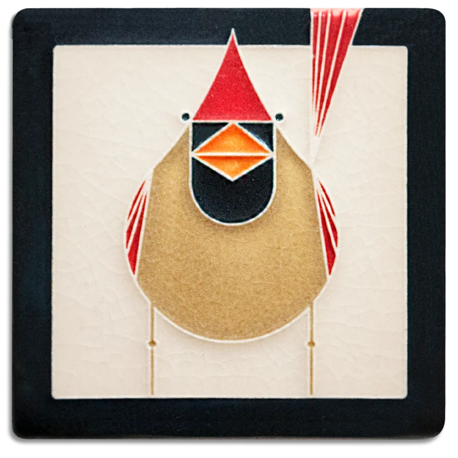 4x4 Female Cardinal Tile (Charley Harper) by Motawi Tileworks