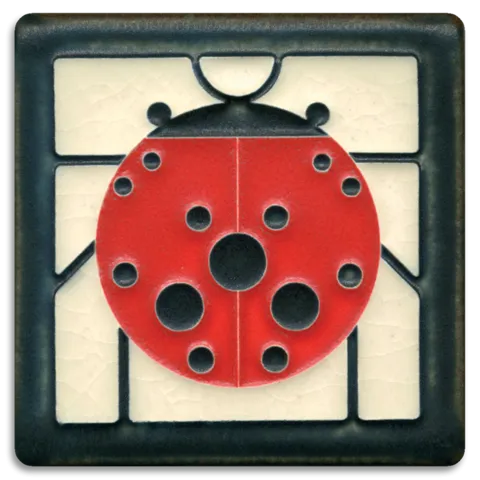 4x4 Ladybug with Border Tile (Charley Harper) by Motawi Tileworks