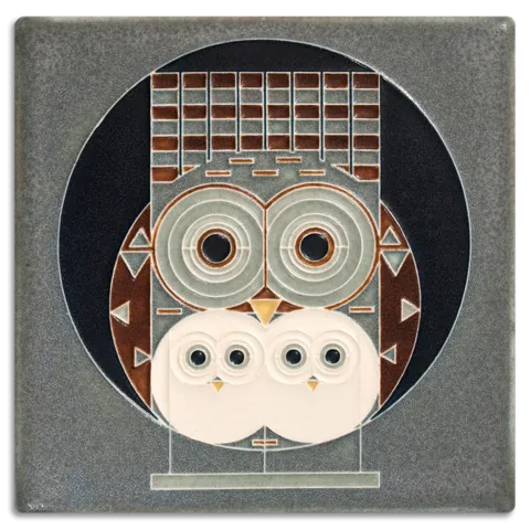 6x6 Family Owlbum Tile (Charley Harper) by Motawi Tileworks