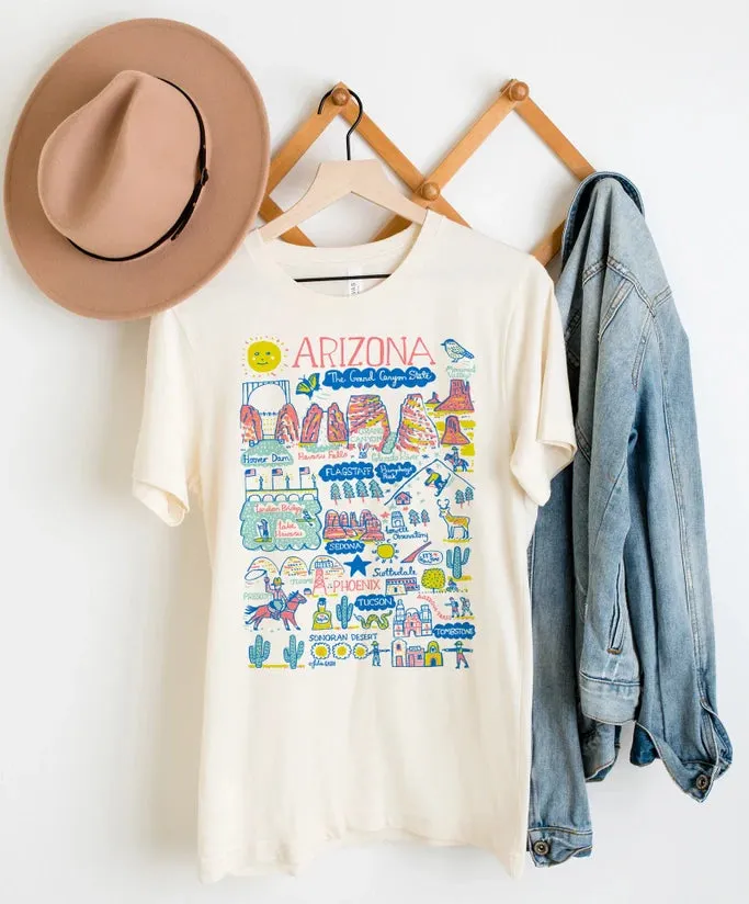 Adult Organic Tee, Arizona Map