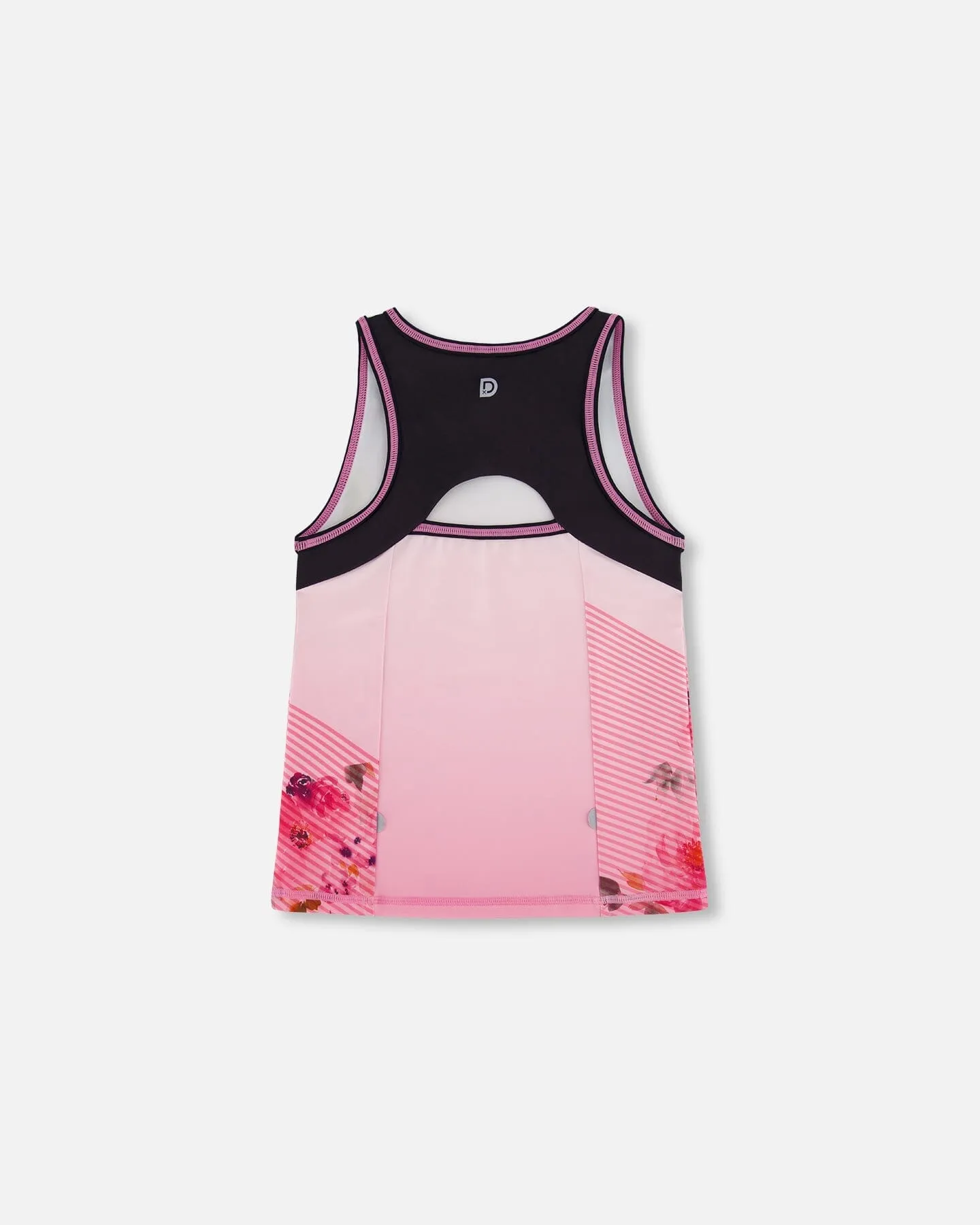 Athletic Tank Gradient Pink Printed Big Flowers