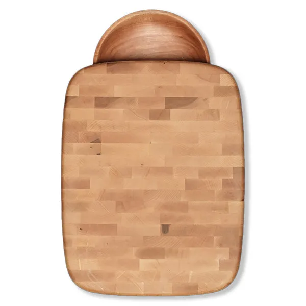 Birdseye Maple End Grain Chopping Block with Bowl - 12 inches x 15.5 inches