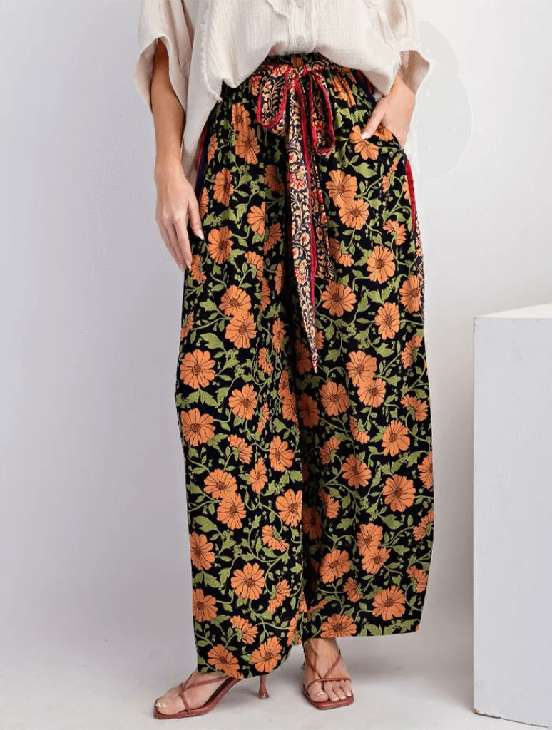 Border Printed Palazzo Pants