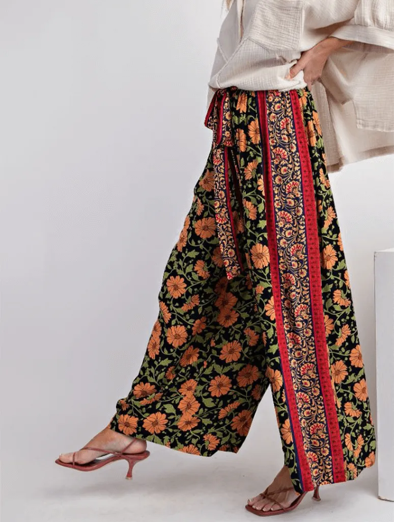 Border Printed Palazzo Pants