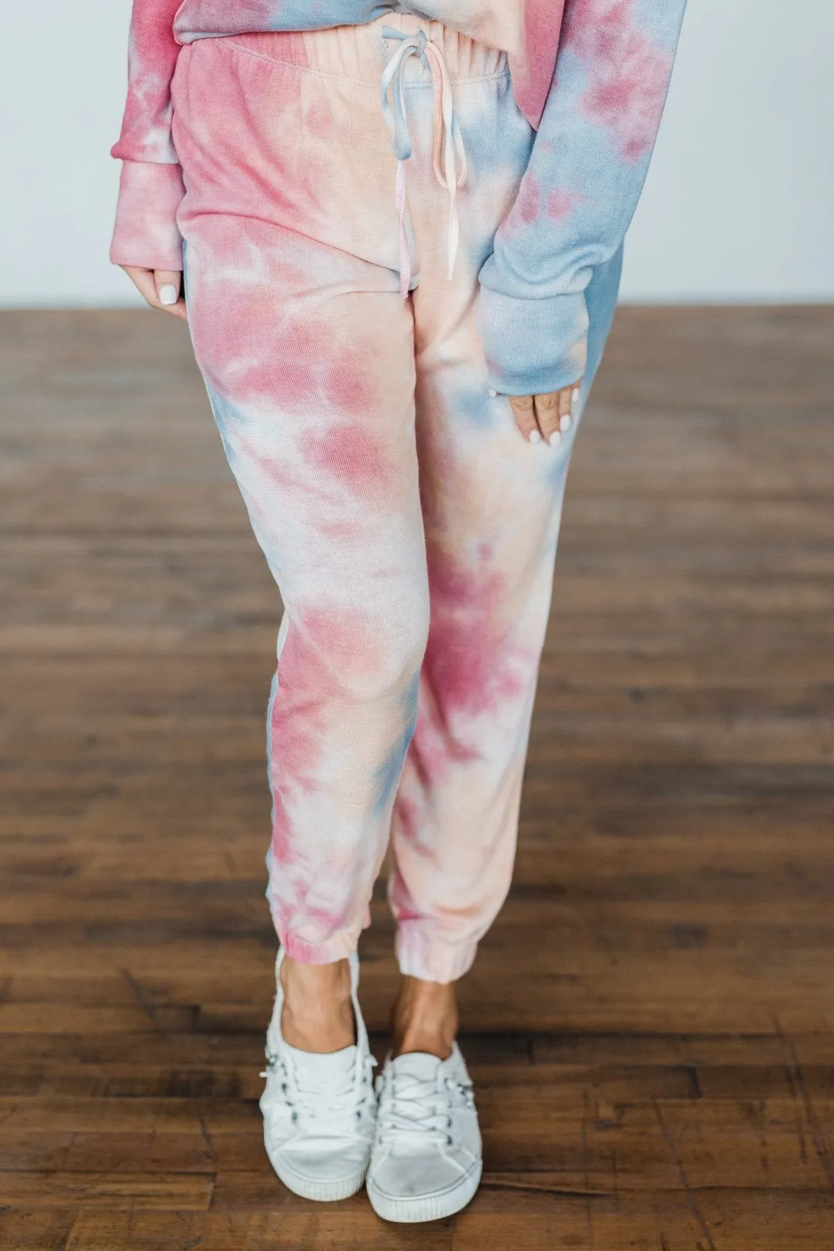 Comfy On The Couch Tie Dye Joggers- Cherry, Light Orange, Blue