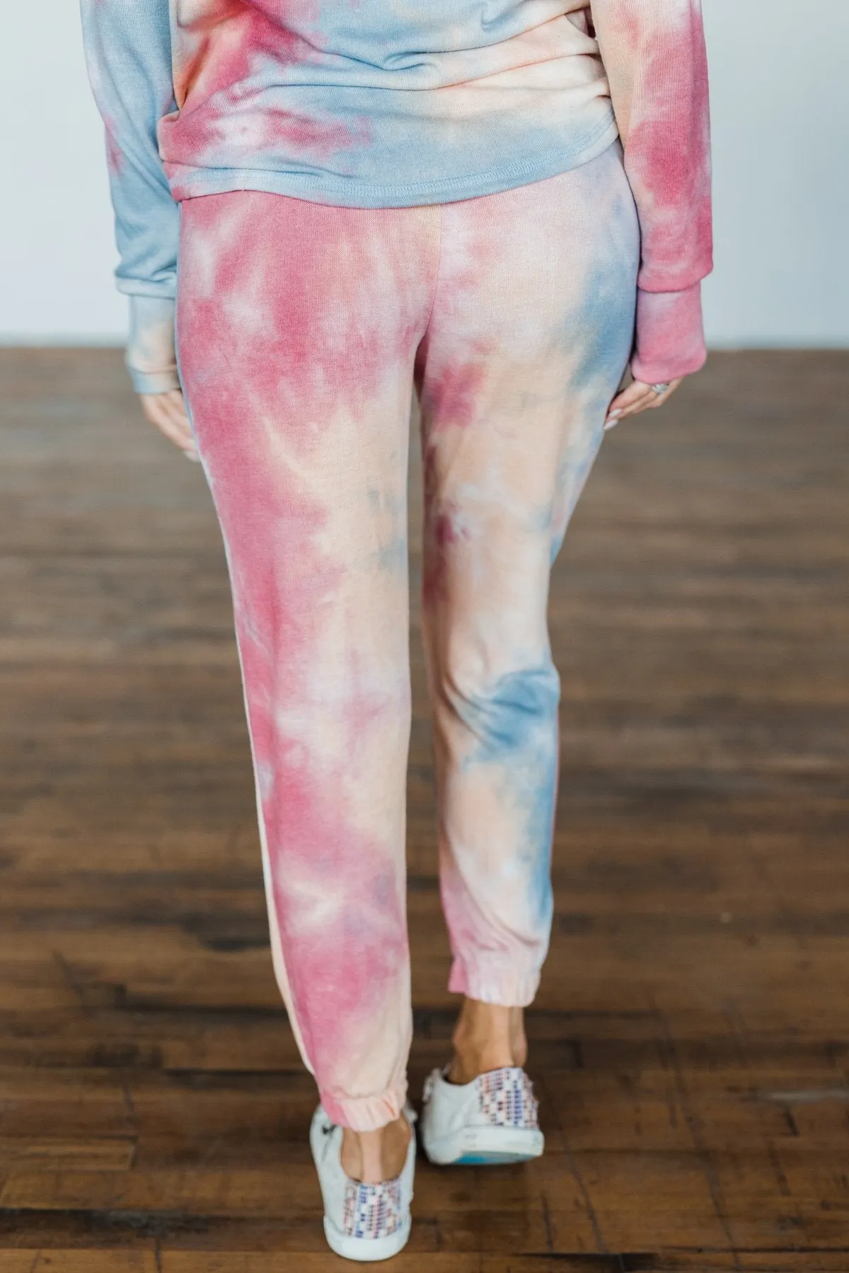 Comfy On The Couch Tie Dye Joggers- Cherry, Light Orange, Blue