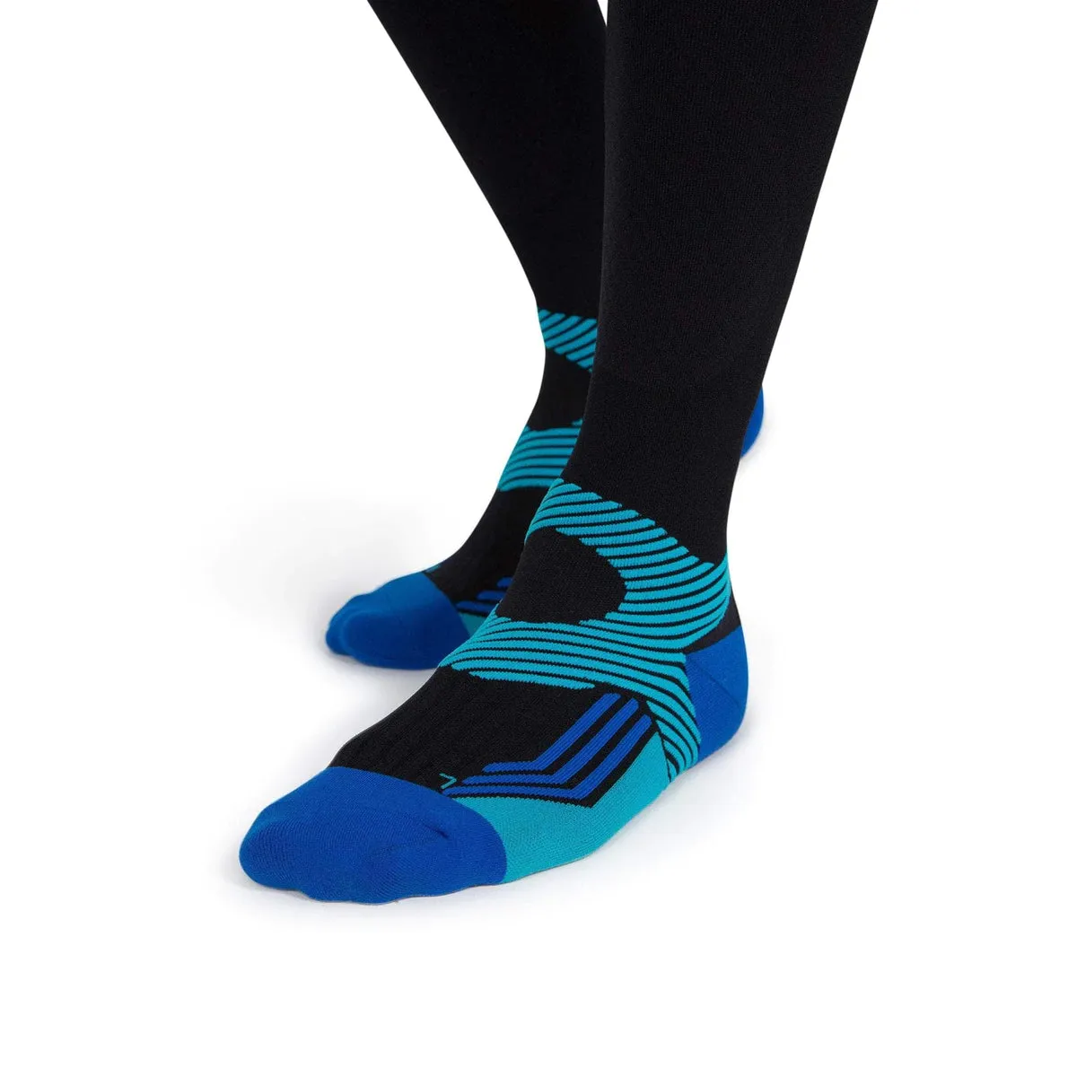 Compression Running Socks - Black/Cyan