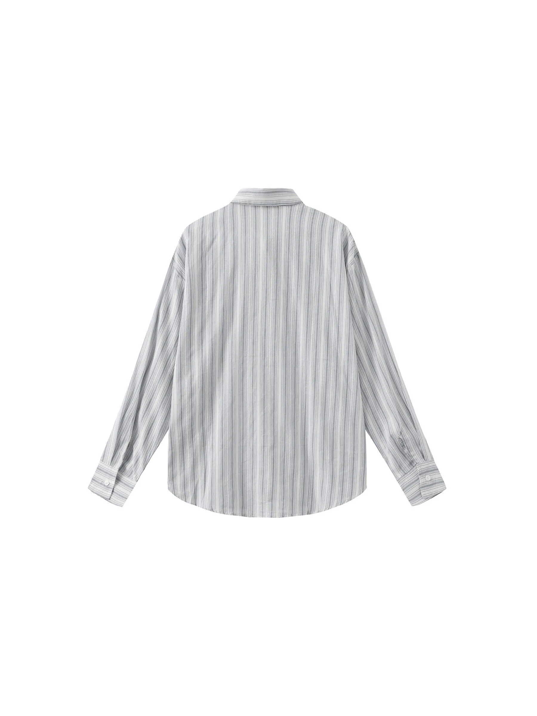 Cotton Striped Long Sleeves Shirt with Chest Lace