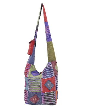 Diamond Patch Cotton Hobo Bag