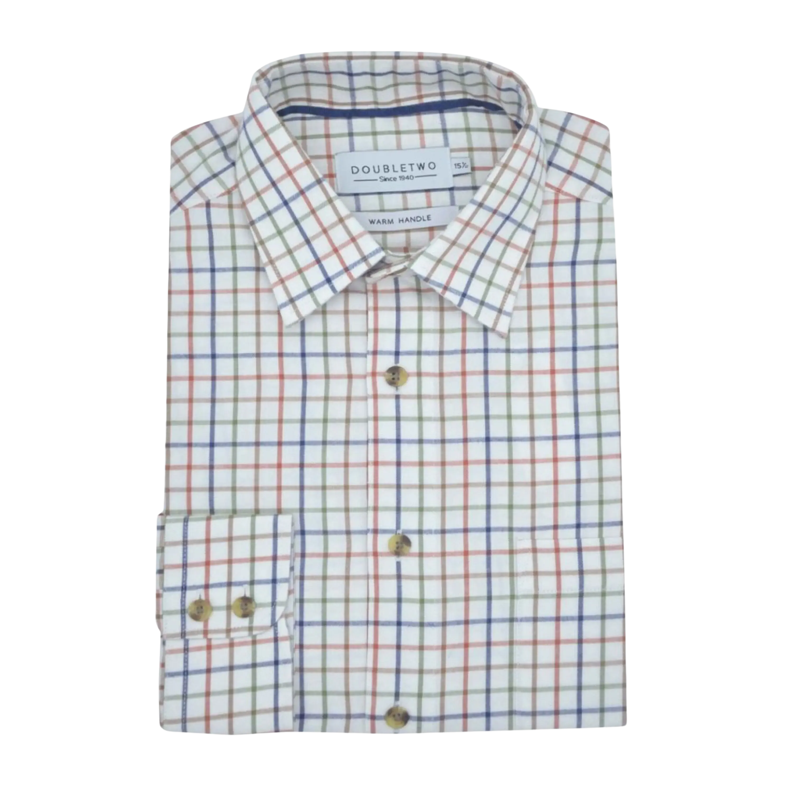 Double Two Tattersall Long Sleeves Brushed Cotton Neat Check Shirt