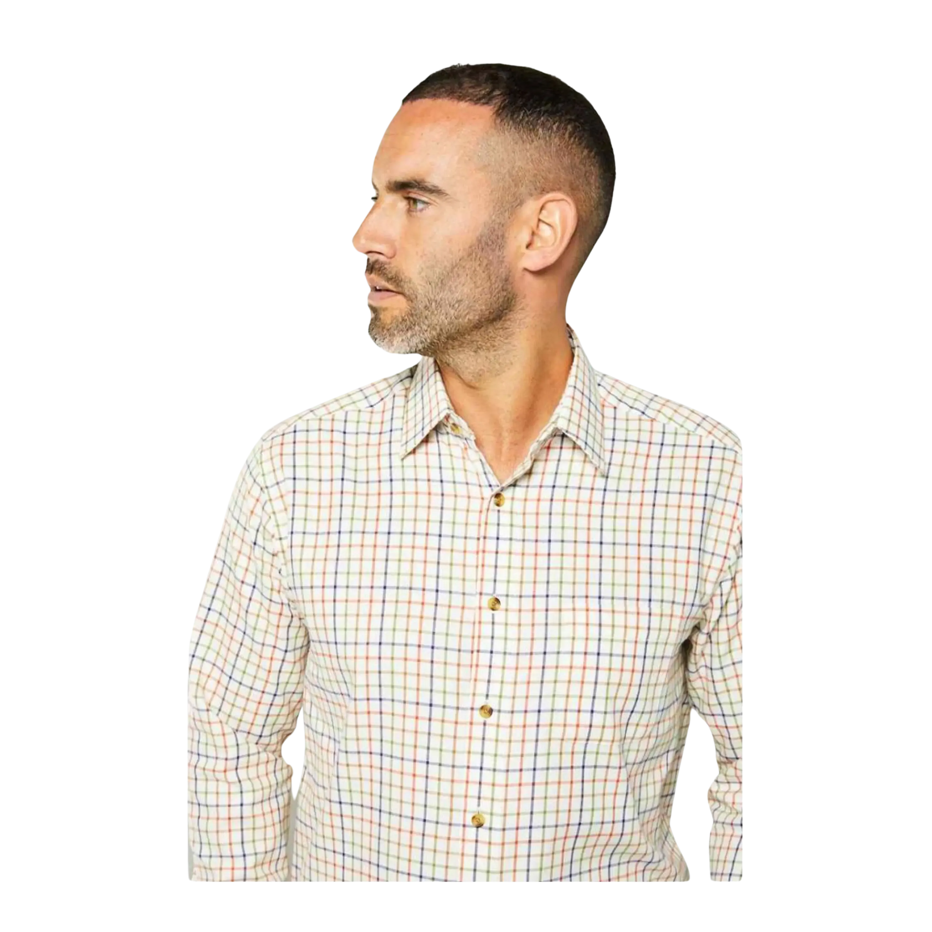 Double Two Tattersall Long Sleeves Brushed Cotton Neat Check Shirt