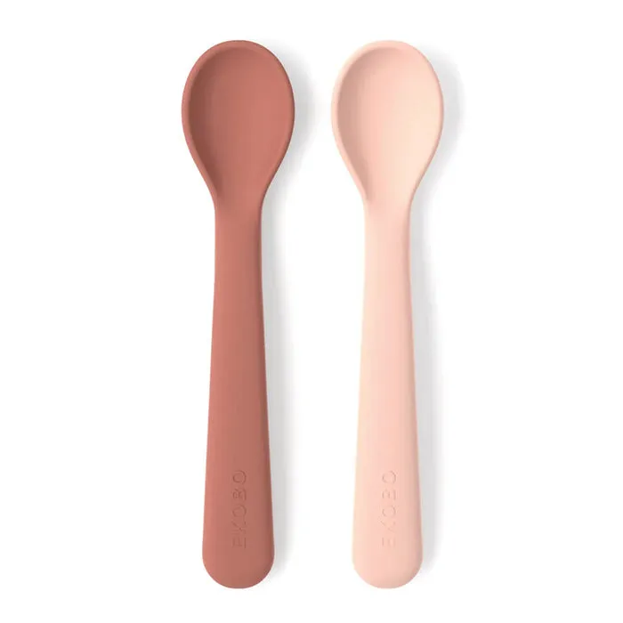 Ekobo Spoon Set Blush Pink and Terracotta Brown