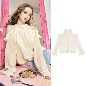 ELF SACK  |Casual Style Chiffon Blended Fabrics Long Sleeves Plain