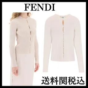 FENDI  |Logo Casual Style Long Sleeves Elegant Style Cardigans