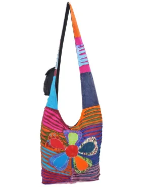 Flower Applique Hobo Bag