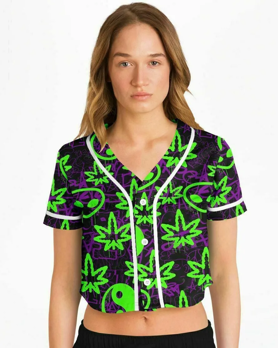 Ganja Graffiti Cropped Baseball Jersey