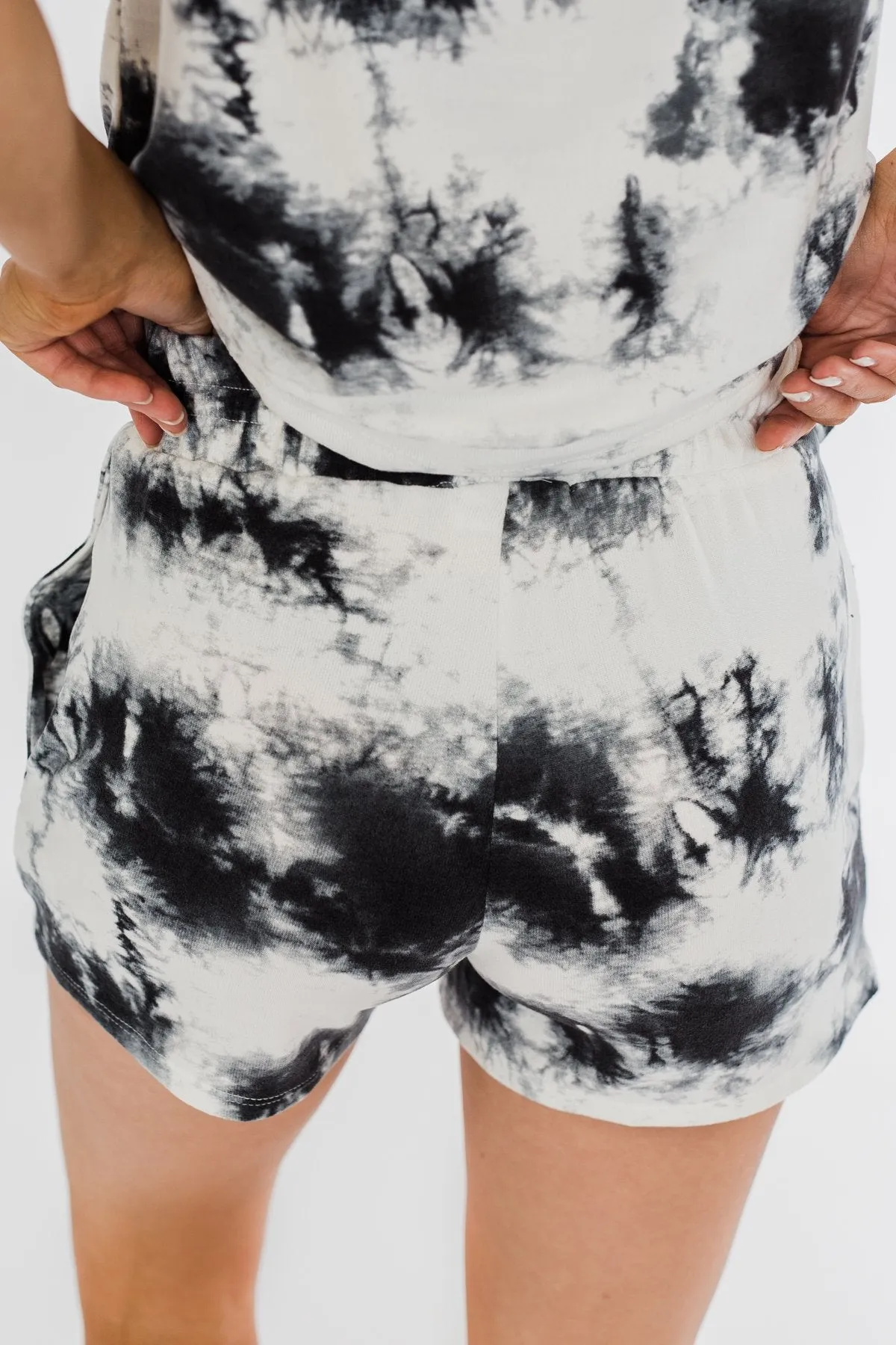 Gazing At The Clouds Tie Dye Lounge Shorts- Black & White