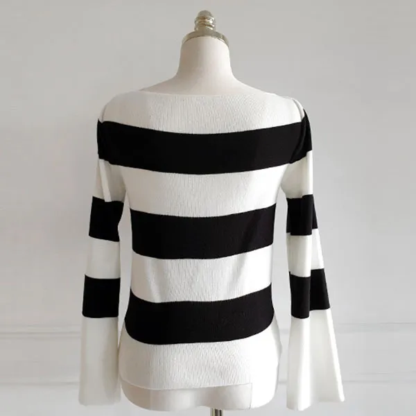 gumzzi  |Stripes Casual Style Boat Neck Long Sleeves