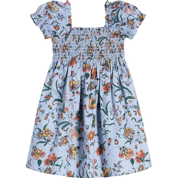 Hill House Home The Tiny Athena Smocked Babydoll Nap Dress, Fleur Chintz Thistle