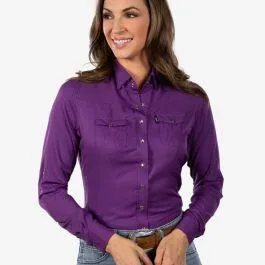 Hooey Women’s Sol Petunia Purple Snap Up Long Sleeve Western Shirt HT1766PL