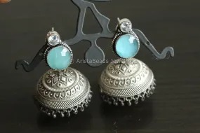 Ice Blue Stone Jhumka