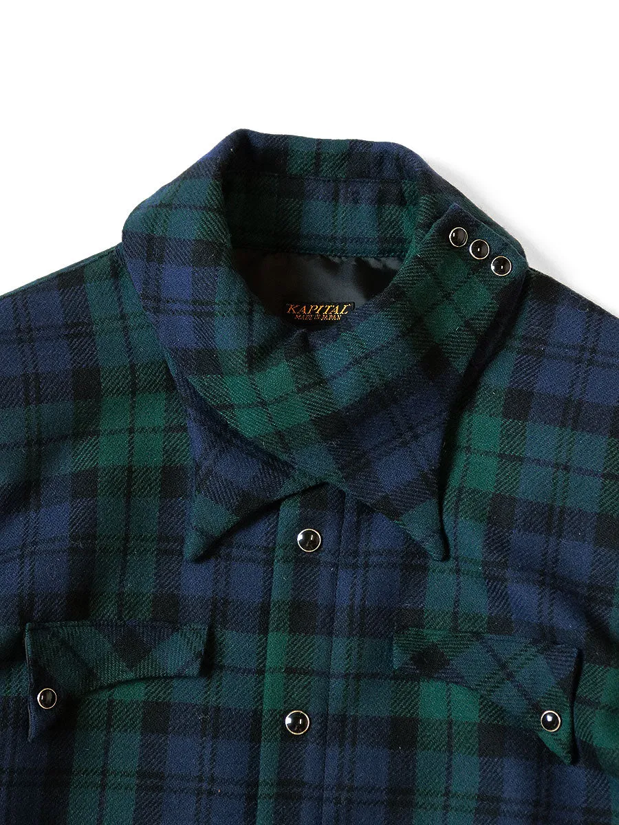 Kapital Tartan Check Layered Collar Opera Western Shirt (long sleeve) women