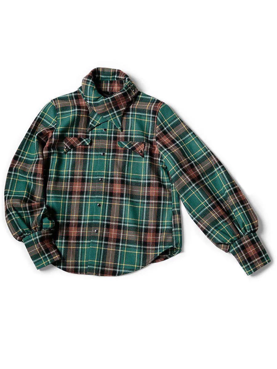 Kapital Tartan Check Layered Collar Opera Western Shirt (long sleeve) women