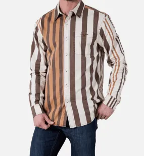 Kimes Ranch Men's 1992 Brown Striped Dress Long Sleeve Western Shirt