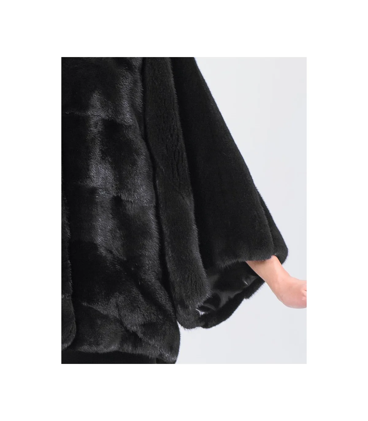 Lainey Black Mink Coat with Bell Bottom Sleeves: FurHatWorld.com