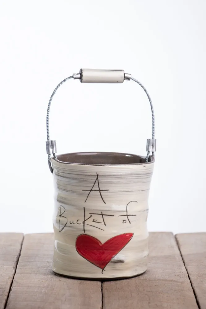 Large Love - Heart Hand Painted Ceramic Bucket