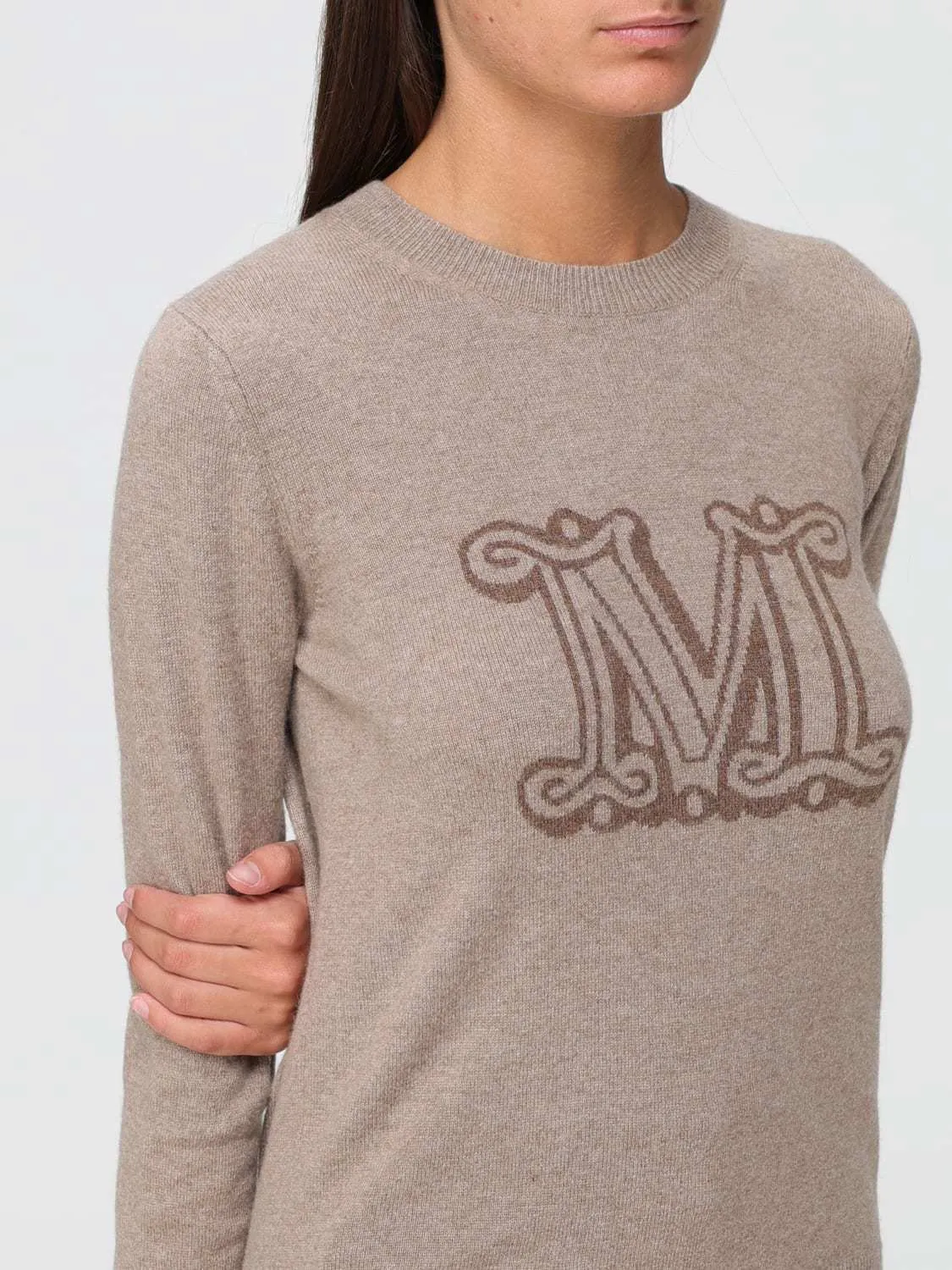 MaxMara  |Casual Style U-Neck Long Sleeves Plain Logo