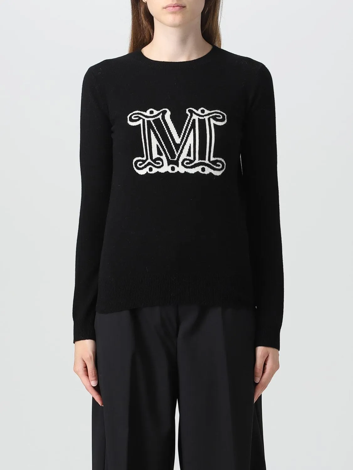 MaxMara  |Casual Style U-Neck Long Sleeves Plain Logo