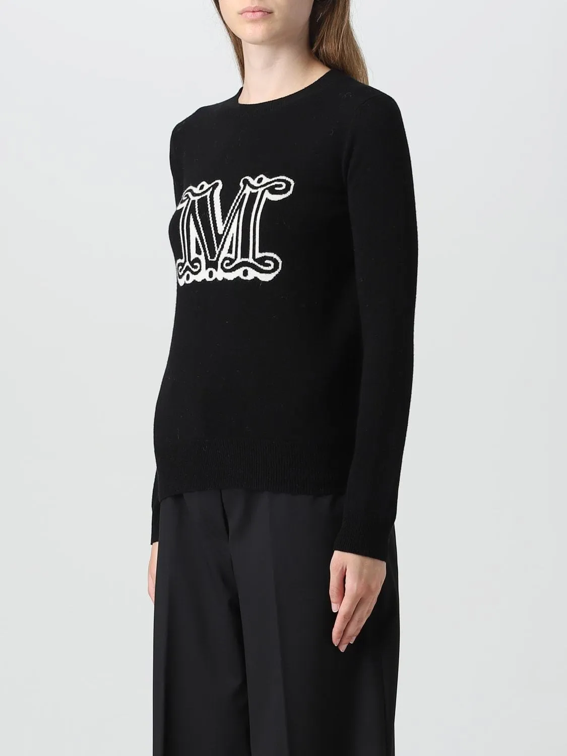 MaxMara  |Casual Style U-Neck Long Sleeves Plain Logo