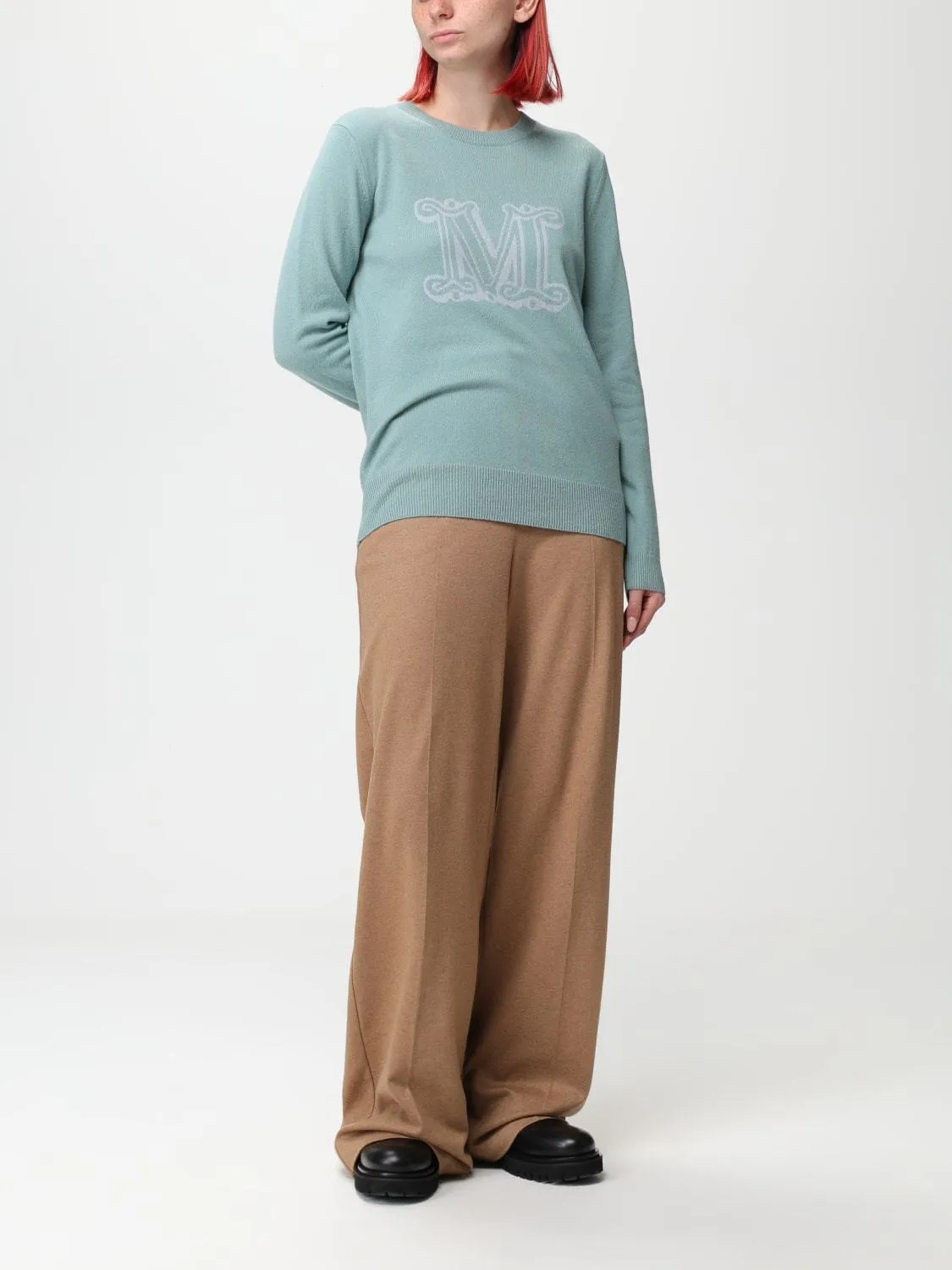 MaxMara  |Casual Style U-Neck Long Sleeves Plain Logo