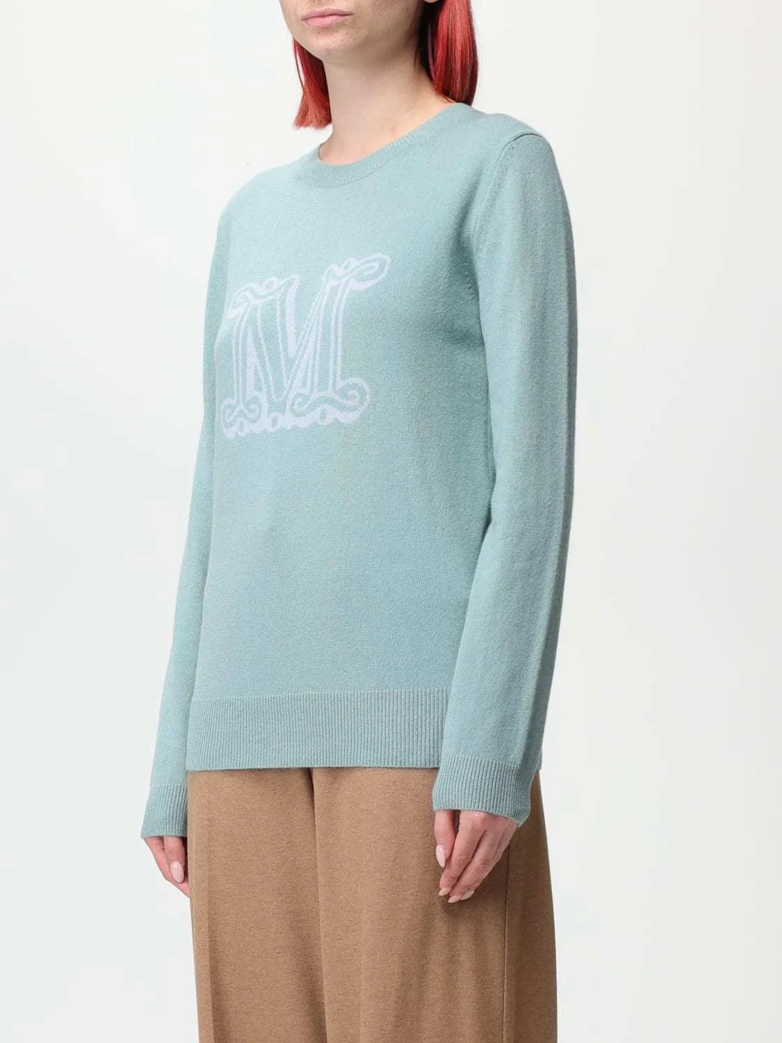 MaxMara  |Casual Style U-Neck Long Sleeves Plain Logo