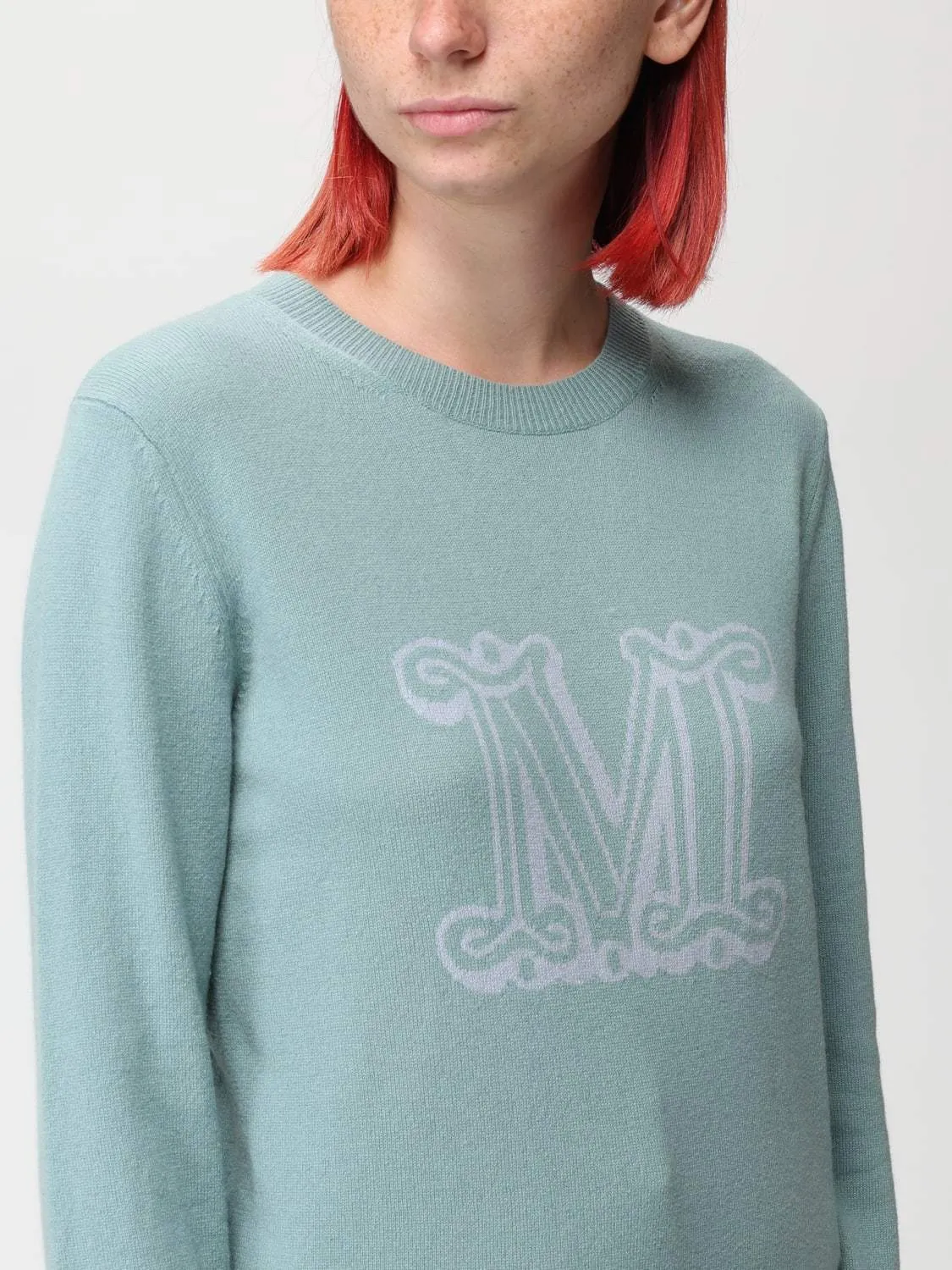 MaxMara  |Casual Style U-Neck Long Sleeves Plain Logo