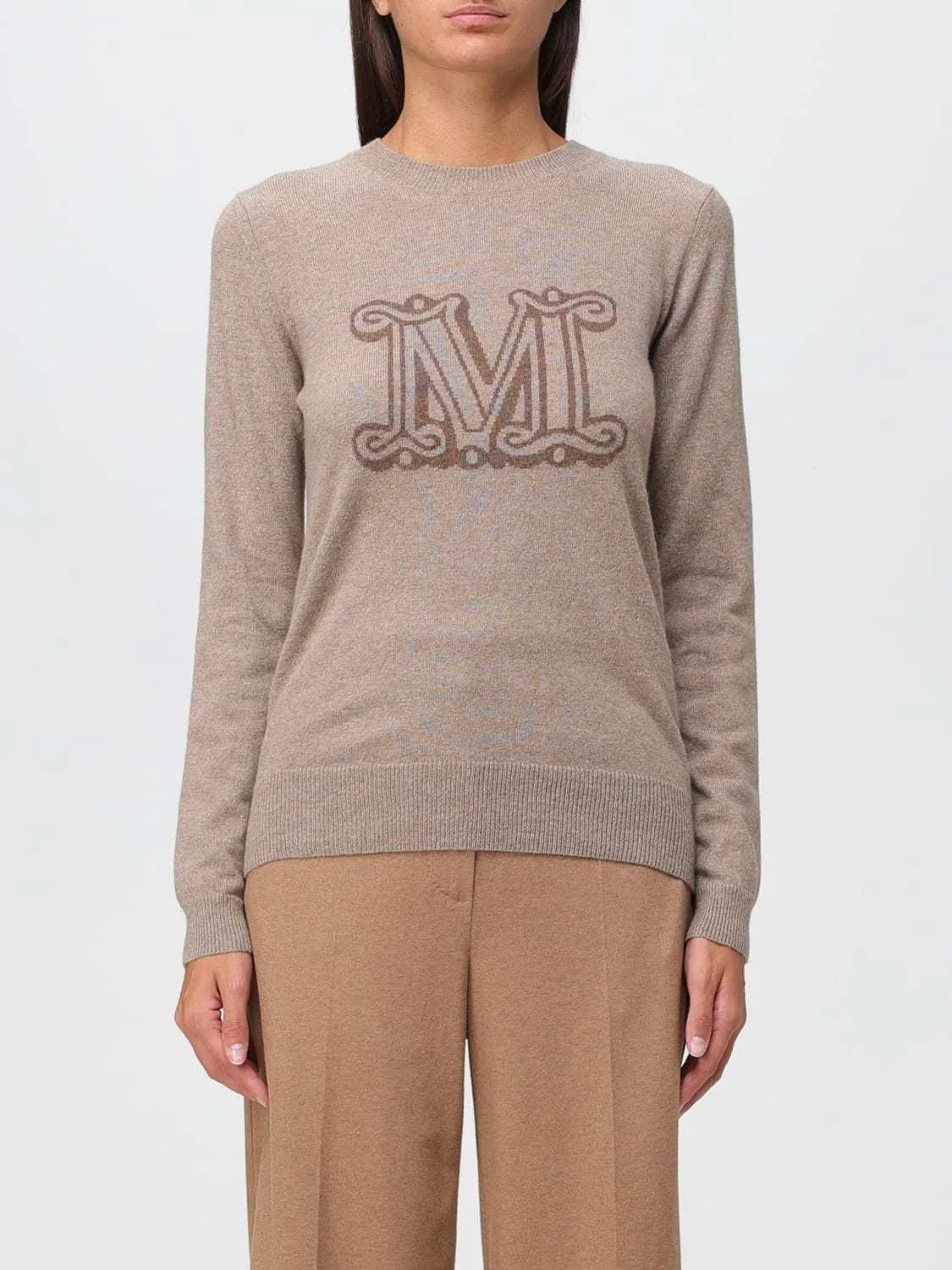 MaxMara  |Casual Style U-Neck Long Sleeves Plain Logo