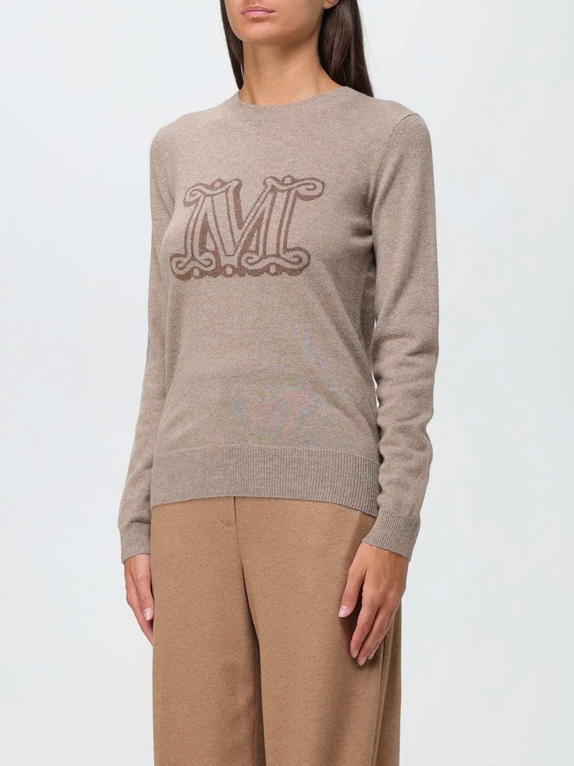 MaxMara  |Casual Style U-Neck Long Sleeves Plain Logo