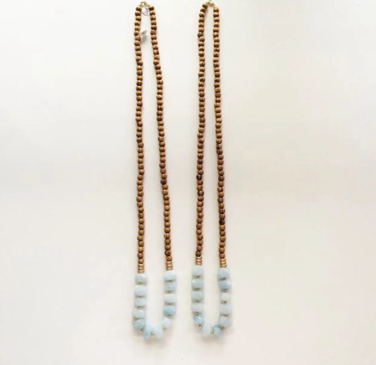 Michelle Necklace: Semi-Prescious Faceted Nuggets Stones and Olive Wood