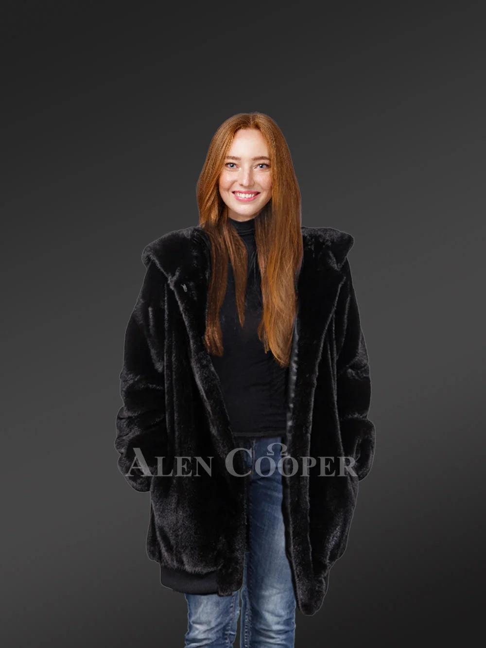 Mid Length Mink Coat with Hood For An All-Time Modish Look