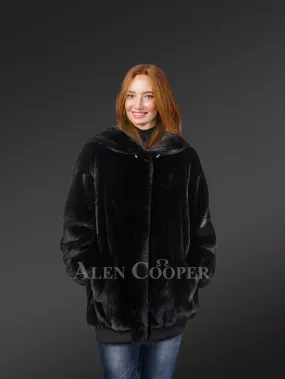 Mid Length Mink Coat with Hood For An All-Time Modish Look