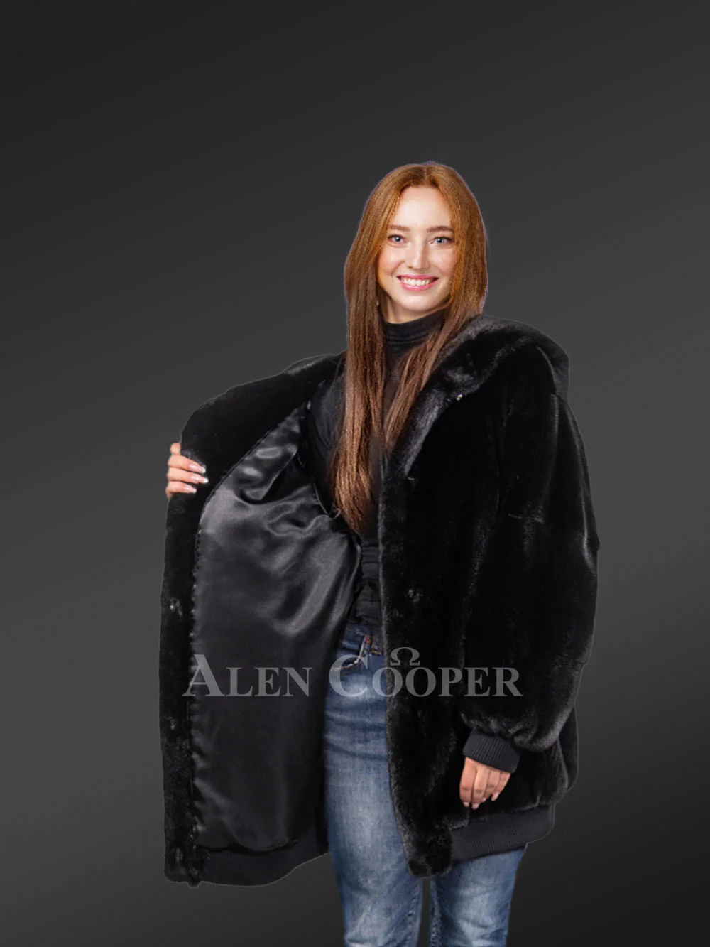 Mid Length Mink Coat with Hood For An All-Time Modish Look