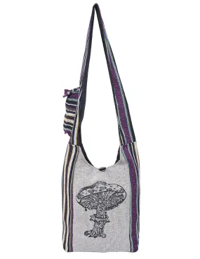 Mushroom Printed Cotton Hobo Bag