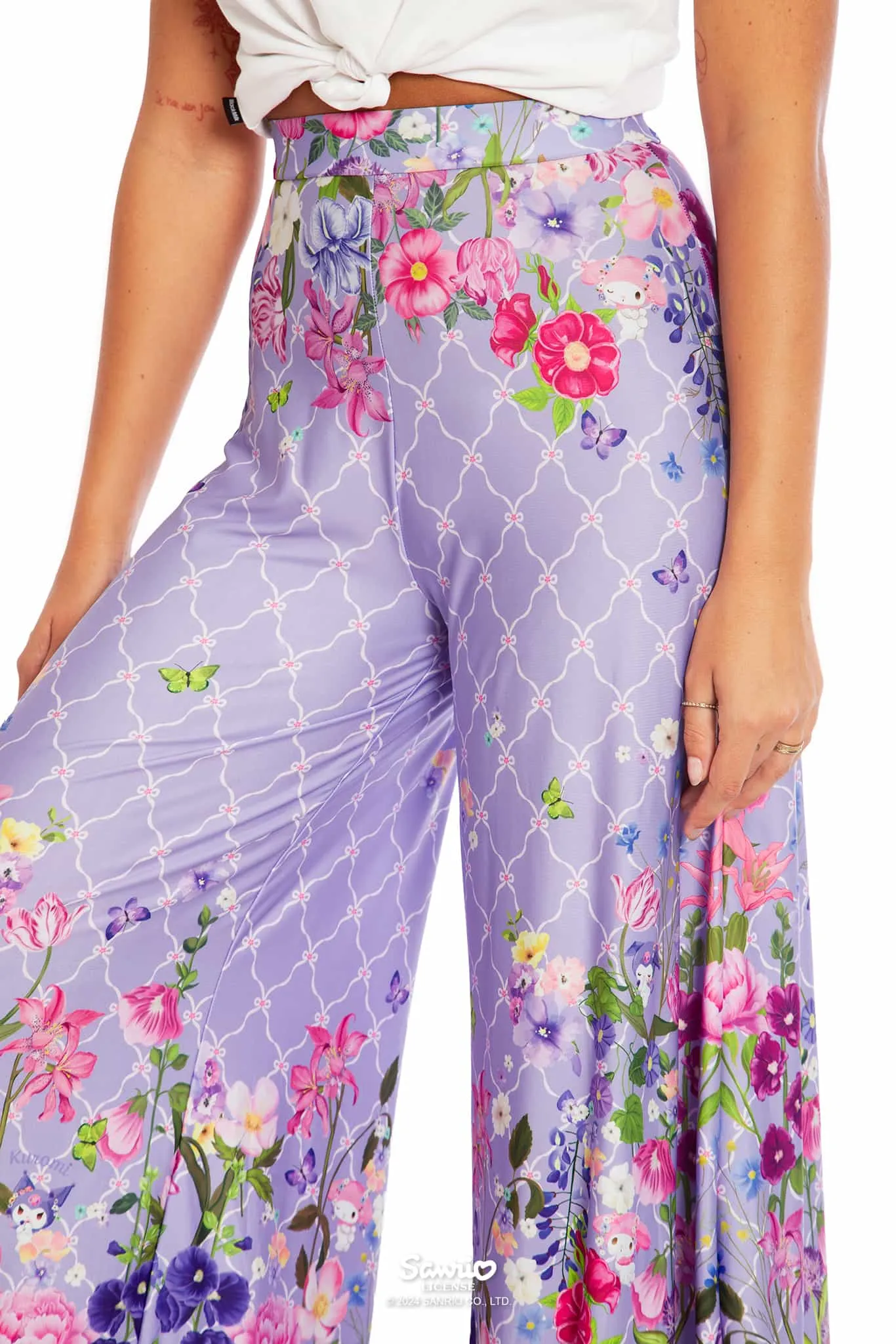 My Melody And Kuromi Floral Purple Palazzo Pants