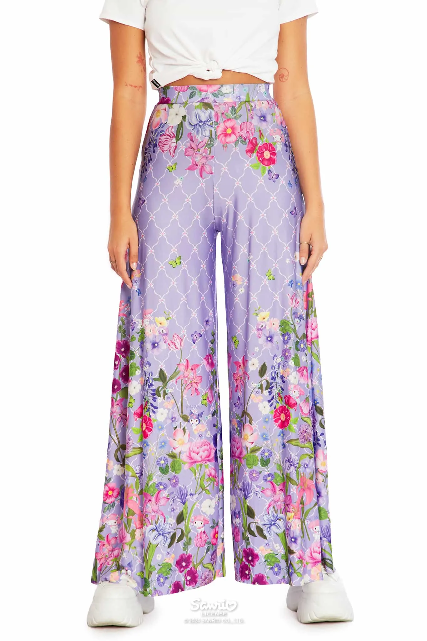 My Melody And Kuromi Floral Purple Palazzo Pants