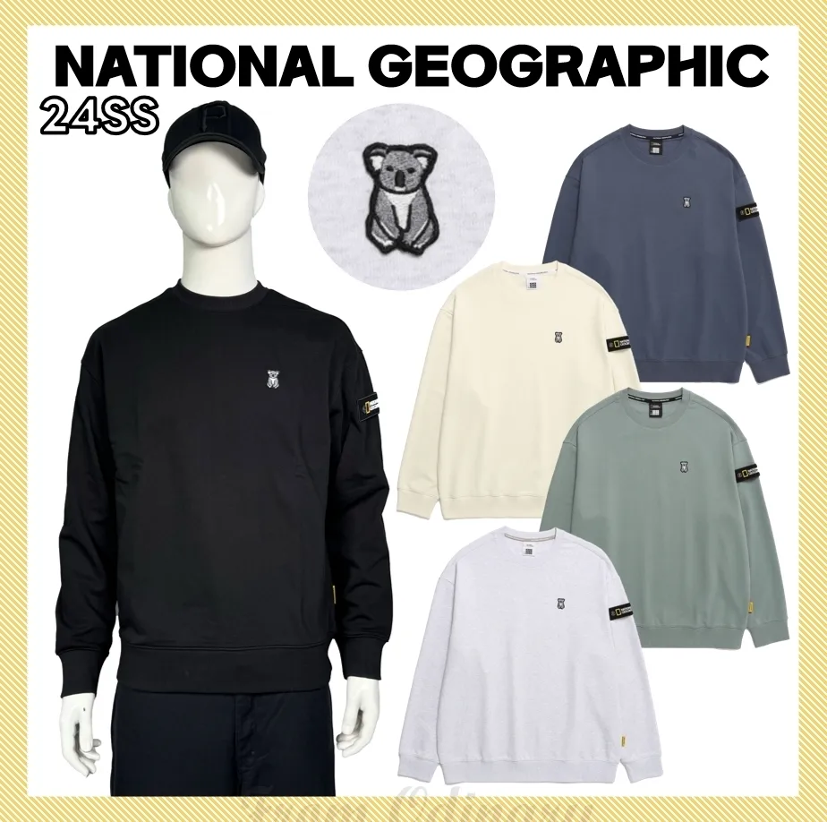 NATIONAL GEOGRAPHIC  |Unisex Street Style Long Sleeves Logo Sweatshirts