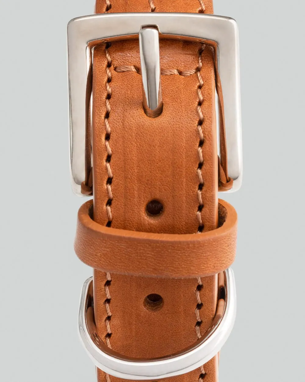 Natural Round Rope Dog Collar with Cognac Leather