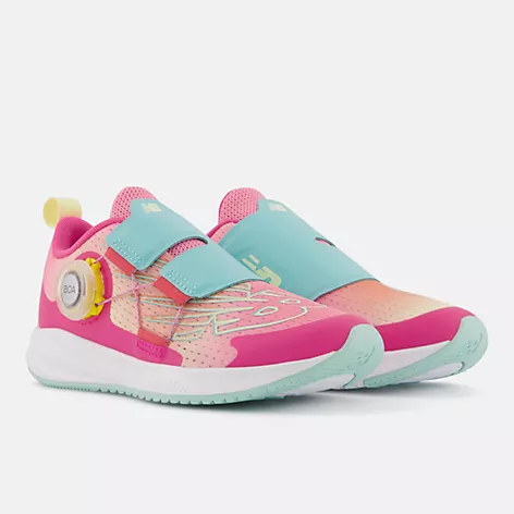 New Balance Girls Youth FuelCore Reveal v3 BOA Lace Athletic Shoes- Hi-Pink/Surf/Peach Glaze