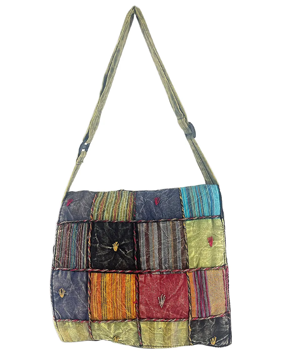 Patchwork Embroidered Cotton Tote Bag