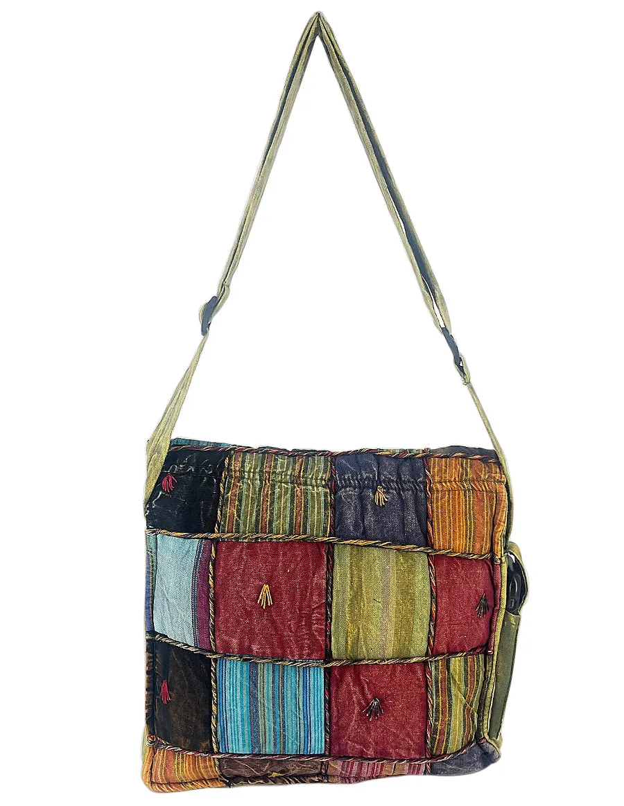 Patchwork Embroidered Cotton Tote Bag